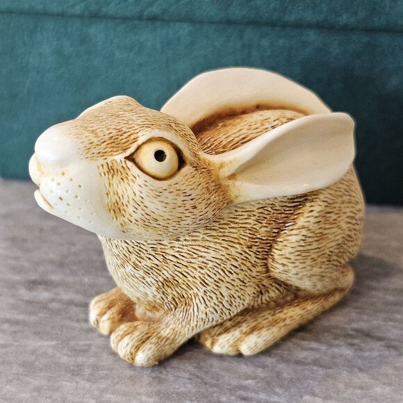 Vintage Harmony Kingdom Rabbit Bunny Trinket Box Figurine All Ears #TJRA England - Picture 2 of 10